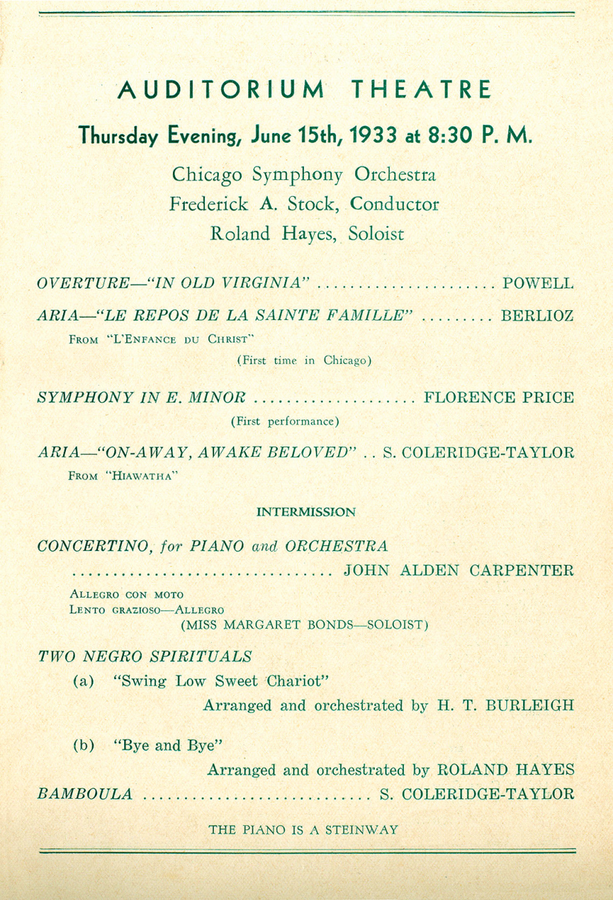 June 15, 1933 Chicago Symphony Orchestra program