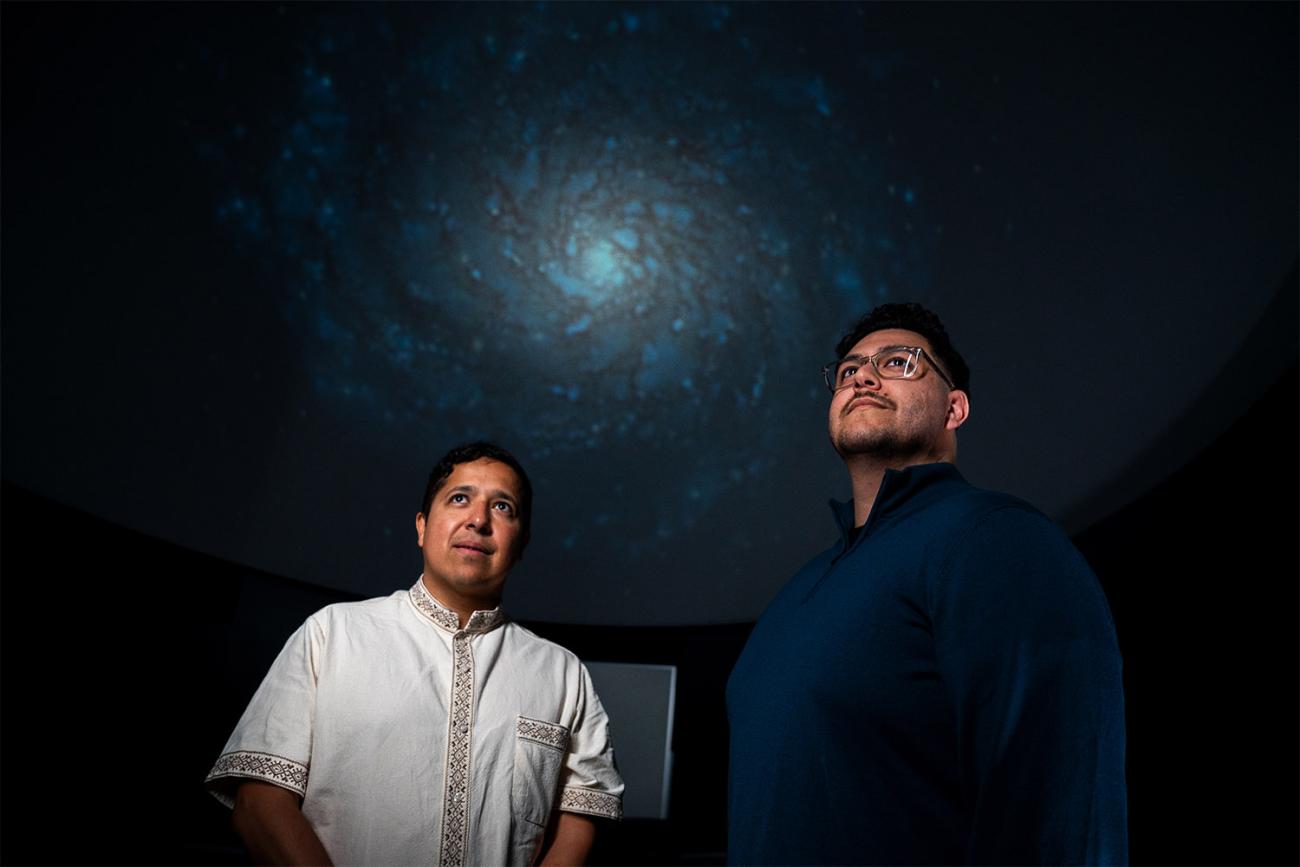 Jorge Moreno and Francisco Mercado in the campus planetarium