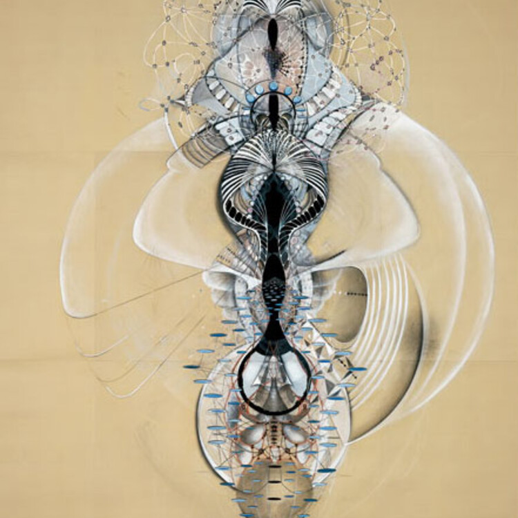 Amy Myers, The Opera Inside of the Atom , 2004, graphite, gouache, and conte on paper, 132x120 in.