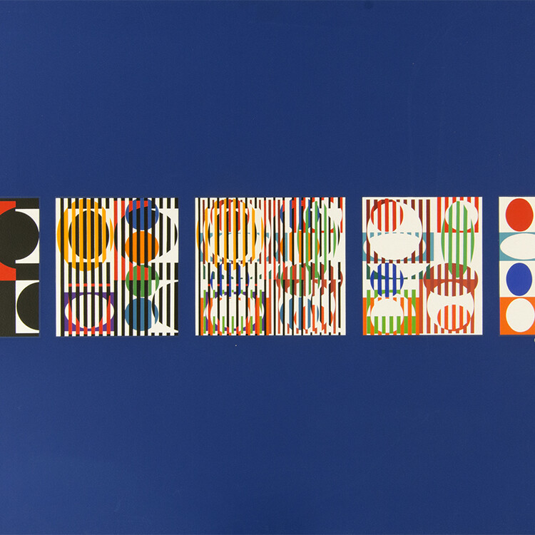 Yaacov Agam, Five Movements, 1973, Serigraph on paper, 21 7/8 x 31 7/8 in. Pomona College Collection. Gift of the C.E. Merrill Trust.