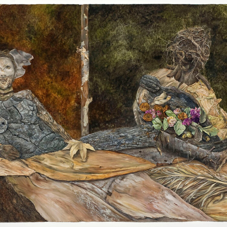 Constance Mallinson, Olympia Decayed, 2008. oil on paper. 52-1/2 x 90 in.