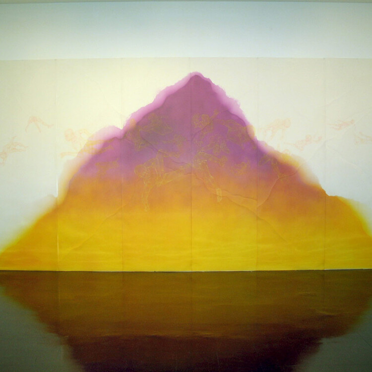 Sandeep Mukherjee Untitled, 2004 Installation at Pomona College Museum of Art, acrylic, color pencil, and needle on duralene, 111x210 in.