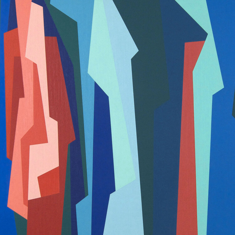 red and blue abstract painting