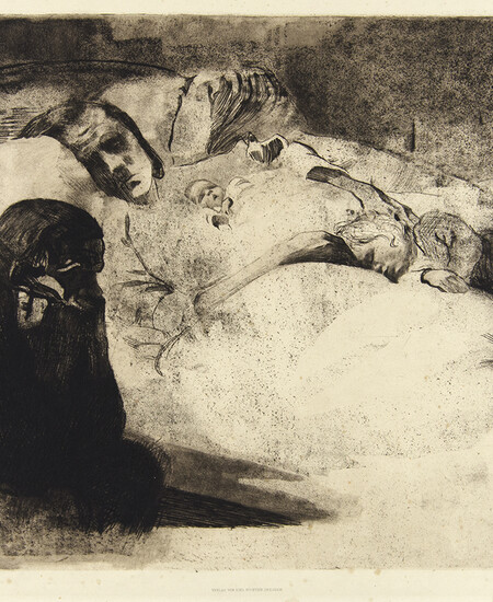 Käthe Kollwitz, Arbeitslosigkeit (Umemployment), 1909, 15 3/4 x 21 in. Etching on paper. Pomona College Collection. Gift of the Culley Collection
