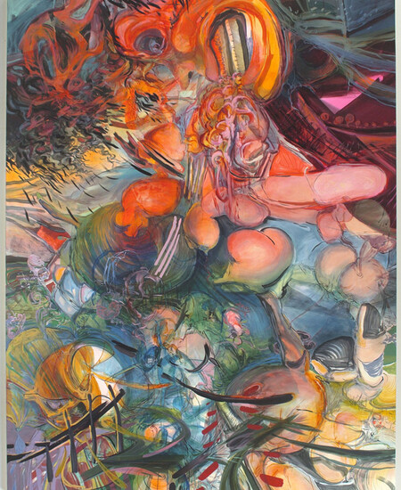 Iva Gueorguieva, The Dead Matador, 2007. acrylic on canvas. 107 x 85 in. 