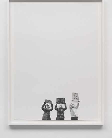 Andrea Bowers, #justiceforjanedoe, Anonymous Women Protestors, Steubenville Rape Case, March 13 - 17, 2013, 2014 graphite on paper 30" H x 22.5" W (76.2 cm H x 57.15 cm W) paper size, 32.5" H x 25" W x 1.5" D (82.55 cm H x 63.5 cm W x 3.81 cm D) 