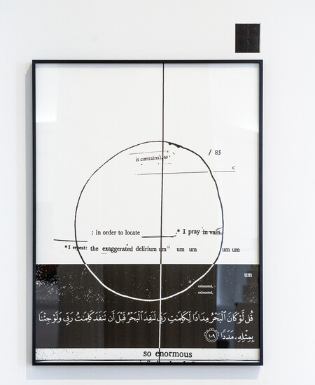 Close of installation view of art exhibition 