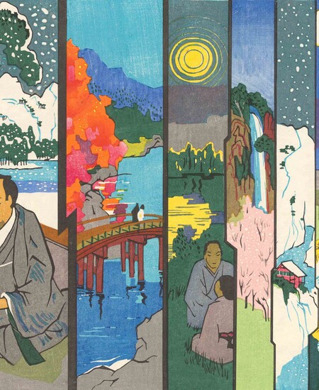 nine panels of life through the seasons
