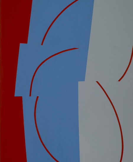 red blue and grey painting