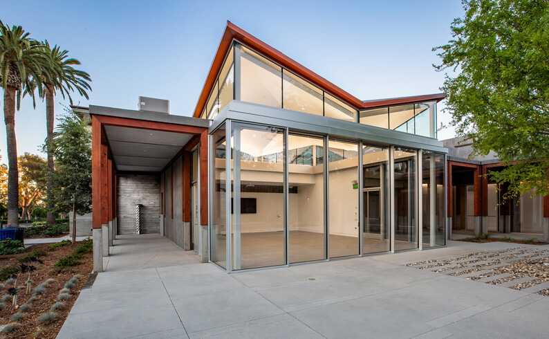 outside view of a pavilion and outdoor hallway