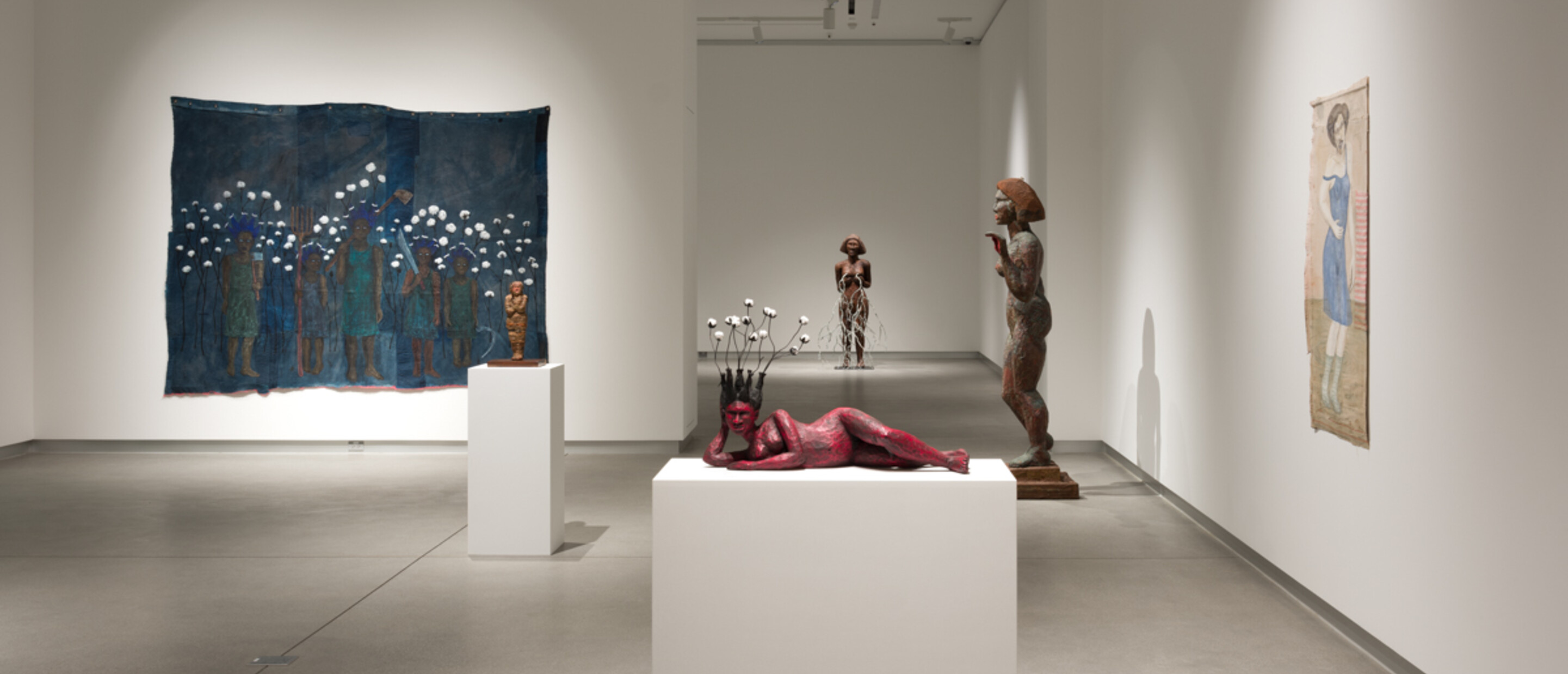 Installation view of 3 dimensional sculptural and 2 dimensional works 