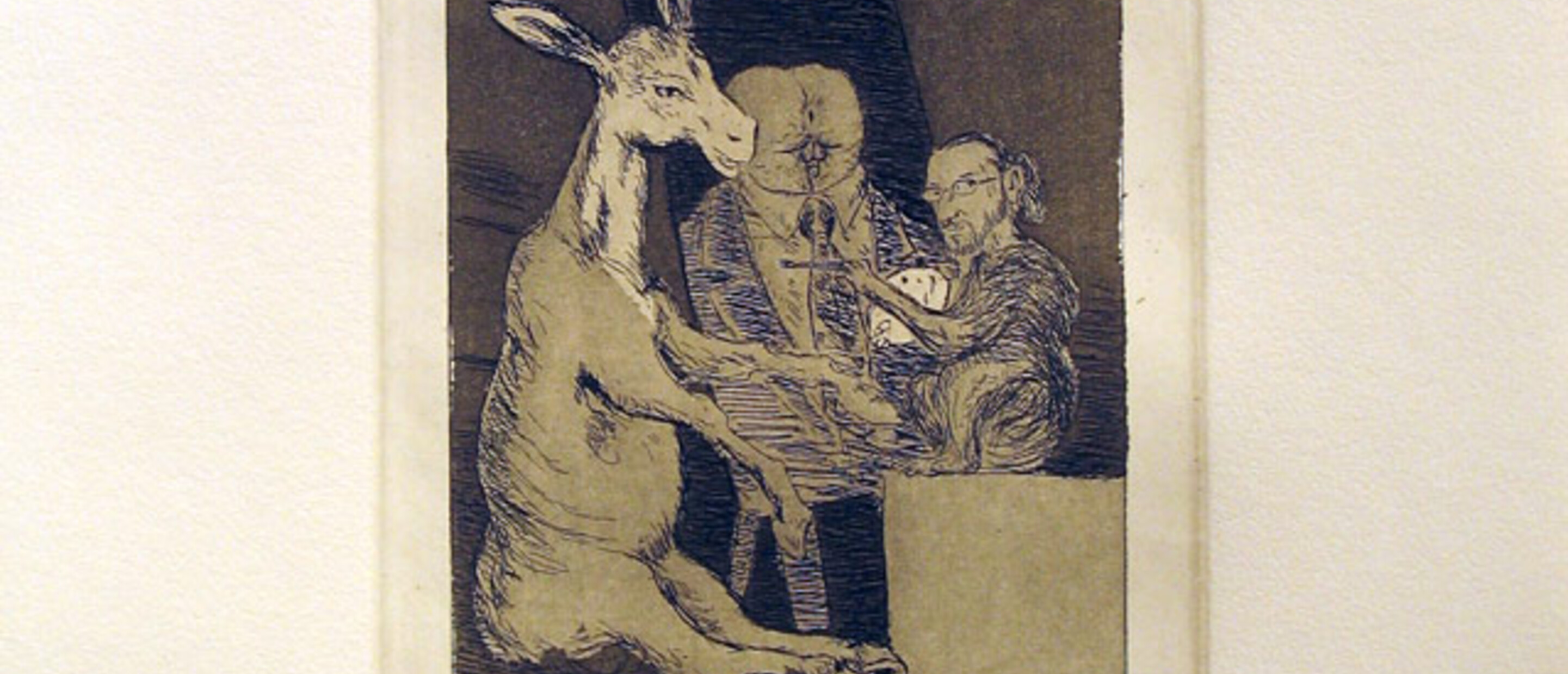 Enrique Chagoya, The Return to Goya's Caprichos, Plate 41: Ni mas ni menos, 1999, Etching and aquatint. 14 3/8x11in.