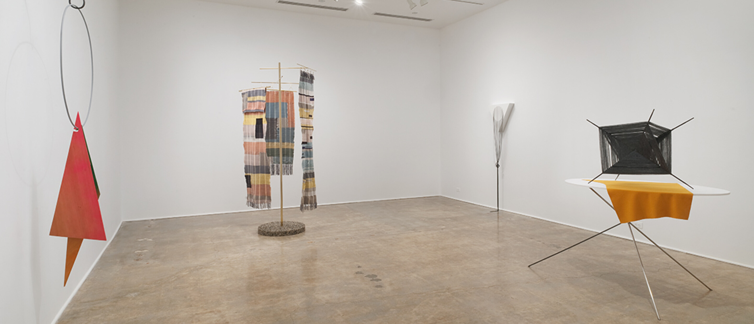 Installation View of Project Series 47: Krysten Cunningham: Ret, Scutch, Heckle at the Pomona College Museum of Art. Photo Credit: Robert Wedemeyer. View 1.