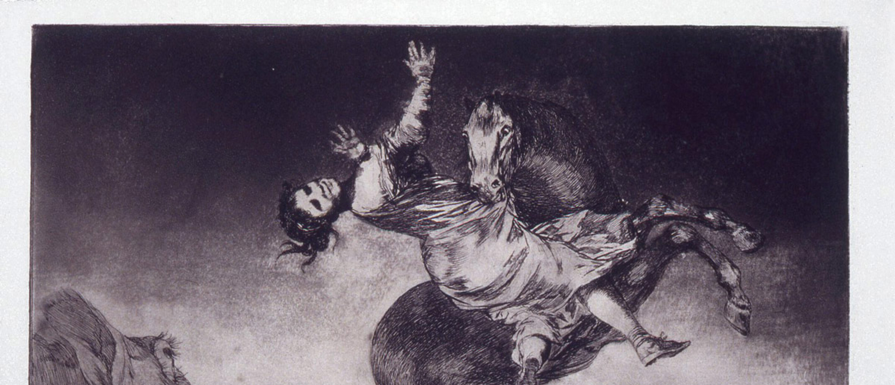 Francisco de Goya, Los Disparates, 1st edition, 1864,  plate 10, Caballo raptor / La mujer Etching and aquatint on paper.