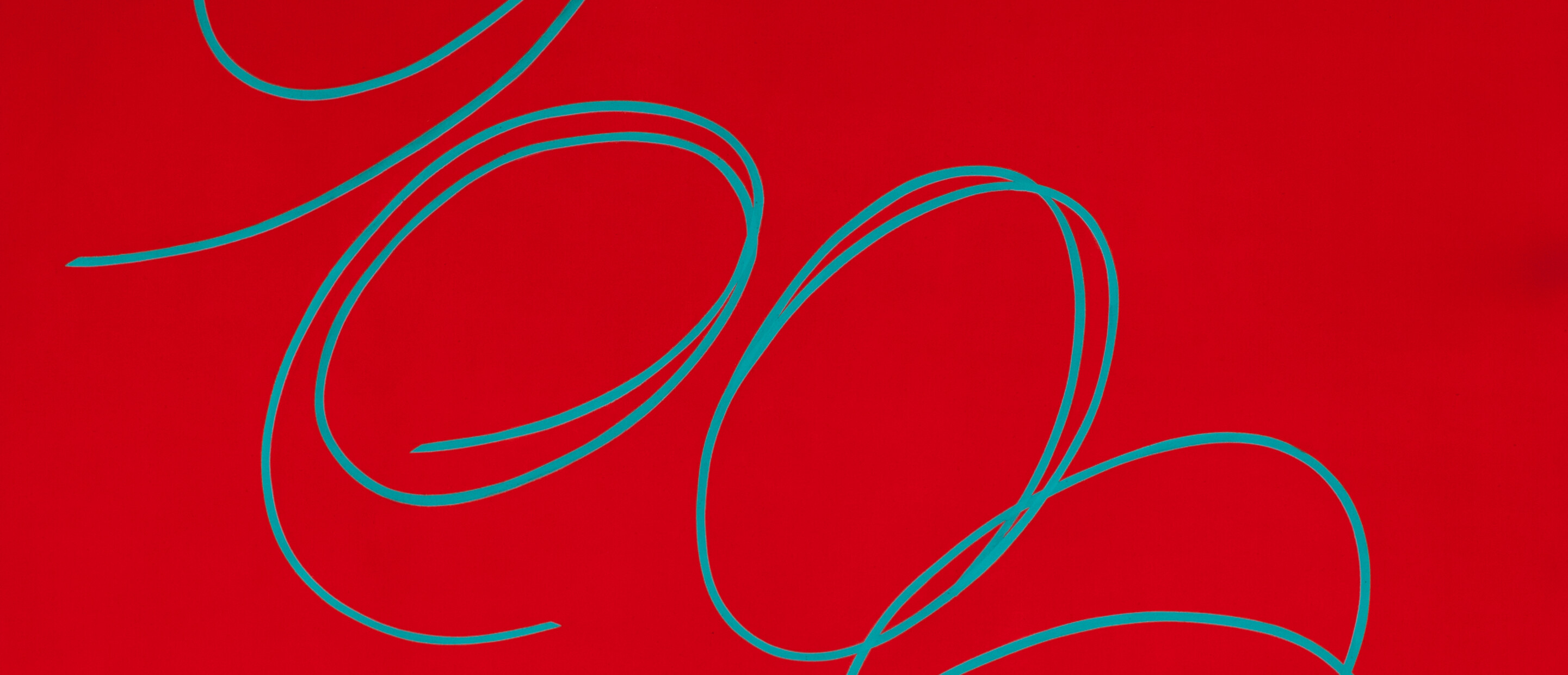 red painting with blue loops