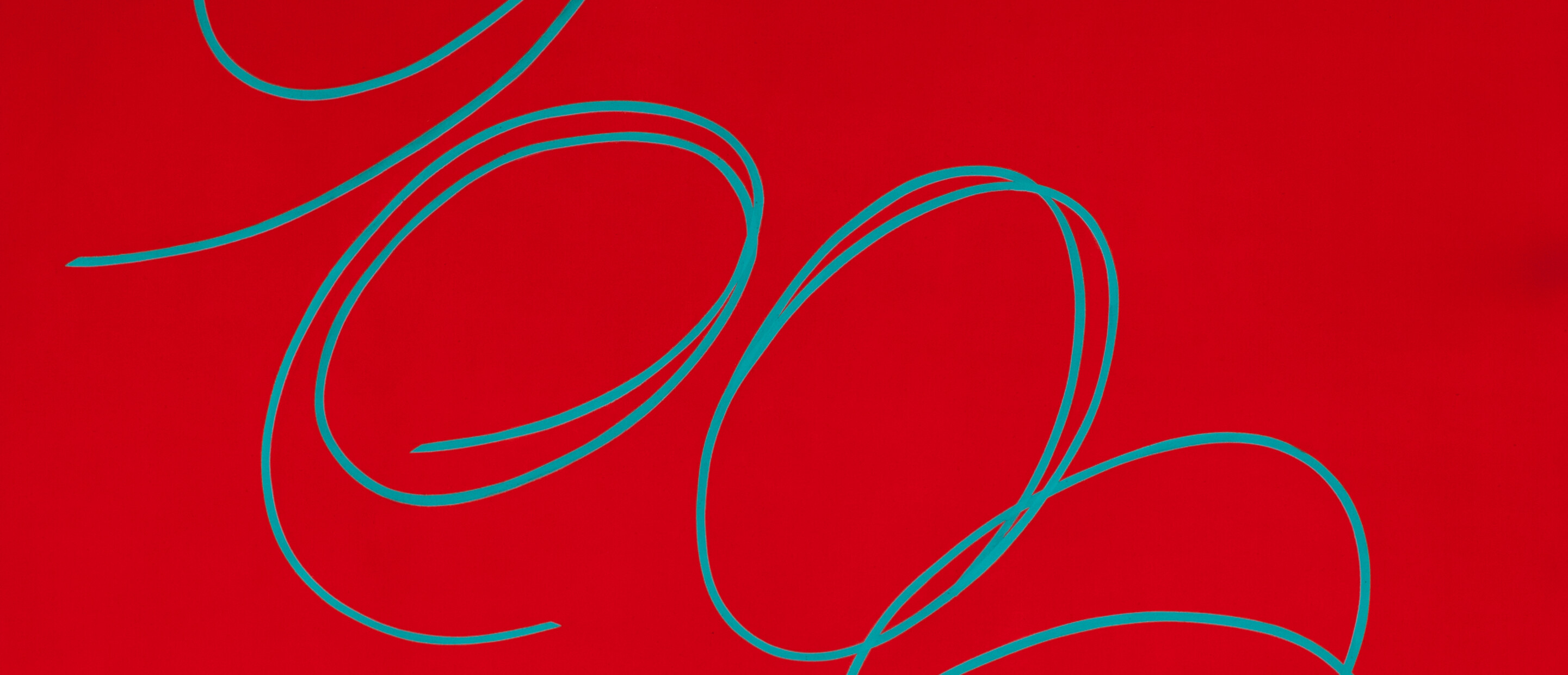red painting with blue loops
