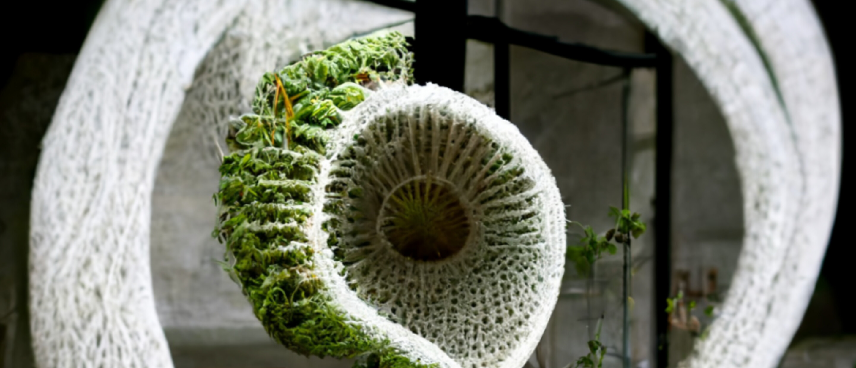 AI generated image of spiral knit and plants