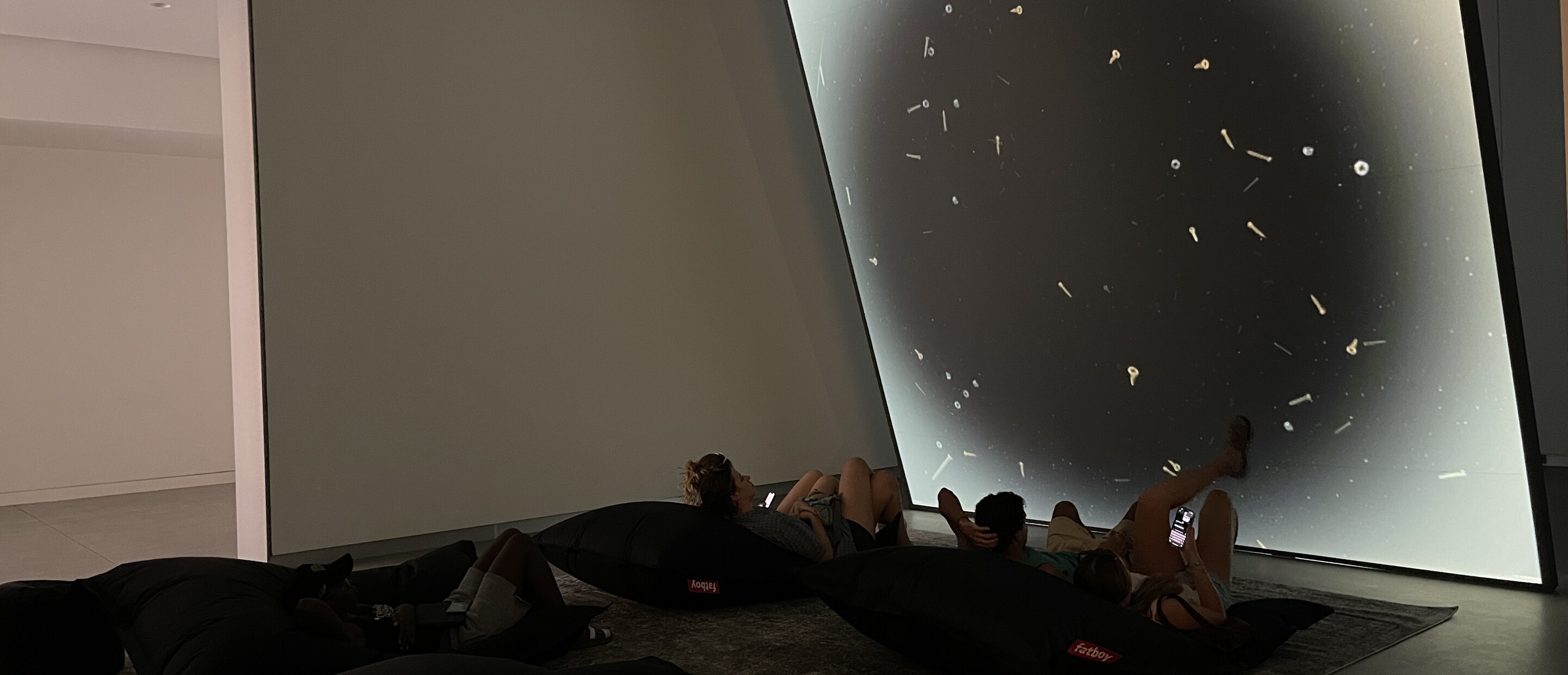 People watching art video