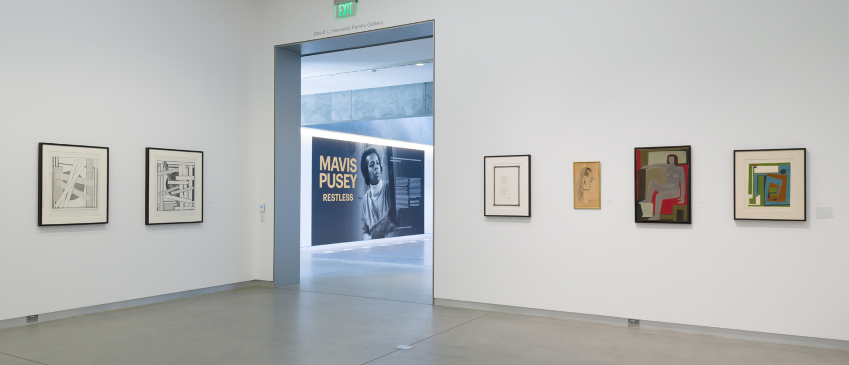 wide shot of gallery and entrance into lobby