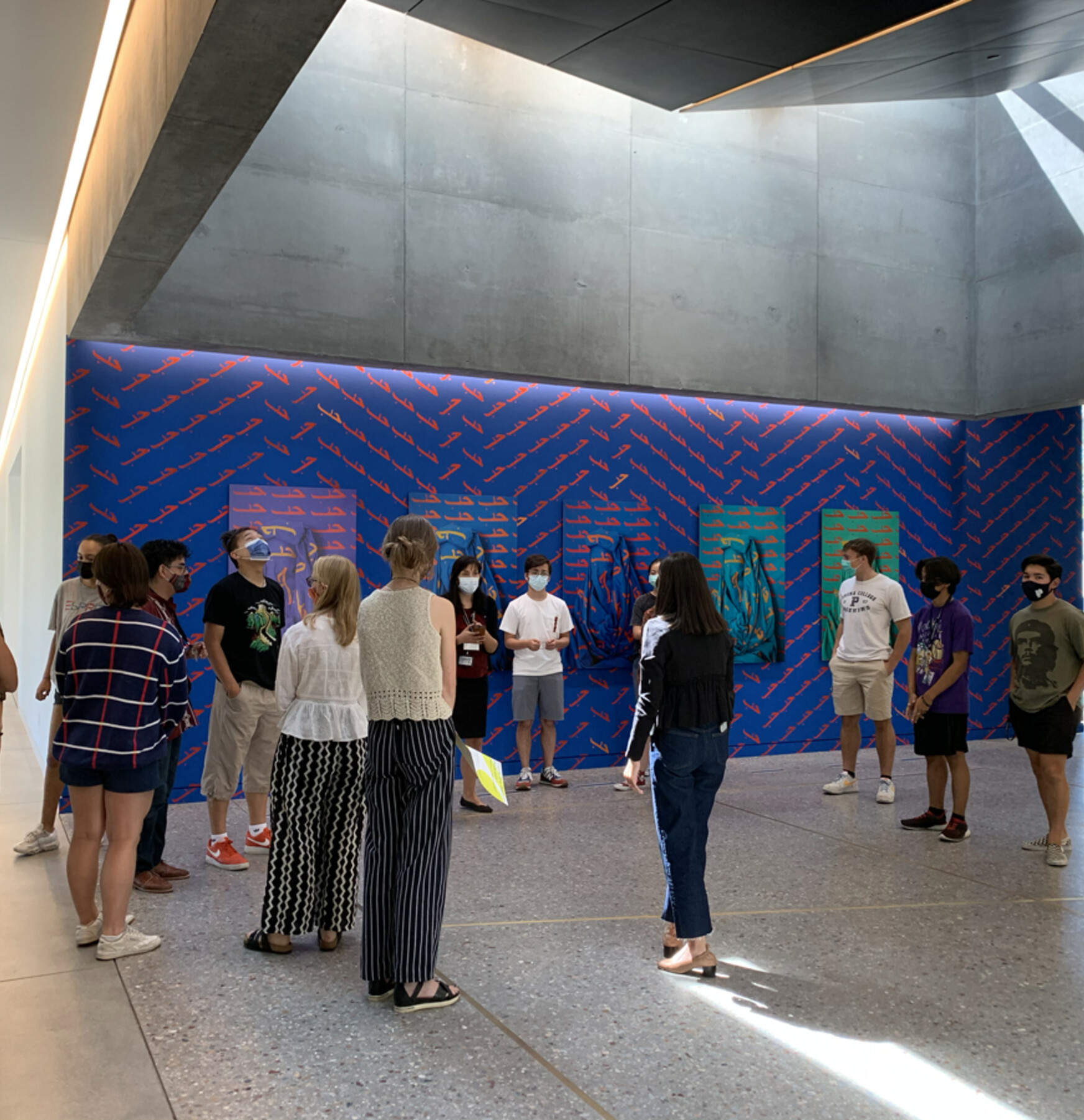 Students in the front lobby of the museum