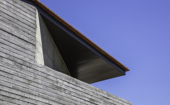 close up of the corner of a building roof 