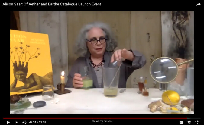 Artist Alison Saar creating celebratory drink in celebration of book launch event