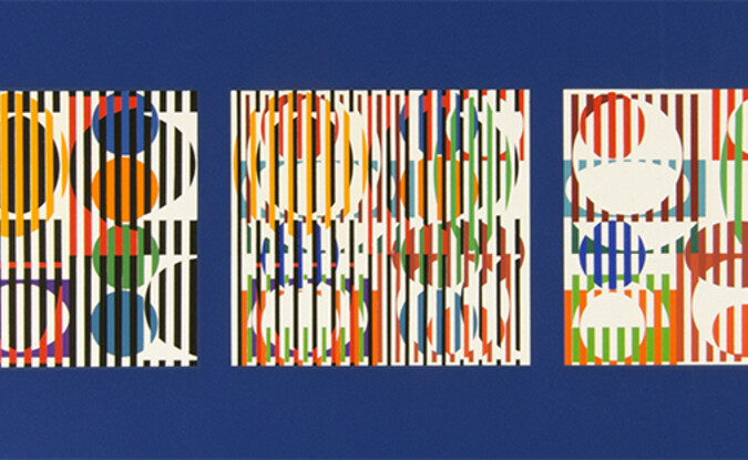 Yaacov Agam, Five Movements, 1973, Serigraph on paper, 21 7/8 x 31 7/8 in. Pomona College Collection. Gift of the C.E. Merrill Trust.