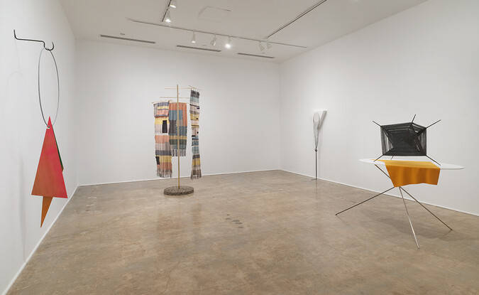 Installation View of Project Series 47: Krysten Cunningham: Ret, Scutch, Heckle at the Pomona College Museum of Art. Photo Credit: Robert Wedemeyer. View 1.