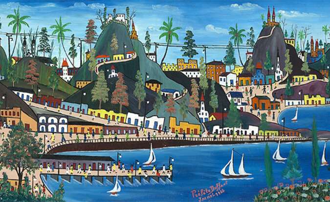 Préfète Duffaut, Ville Imaginaire (Imaginary Town), 1966. Oil On canvas. "Restoring the Spirit: Celebrating Haitian Art" has been curated by Rima Birnius, originated by the Figge Art Museum, and toured by Curatorial Assistance, Pasadena, Californ