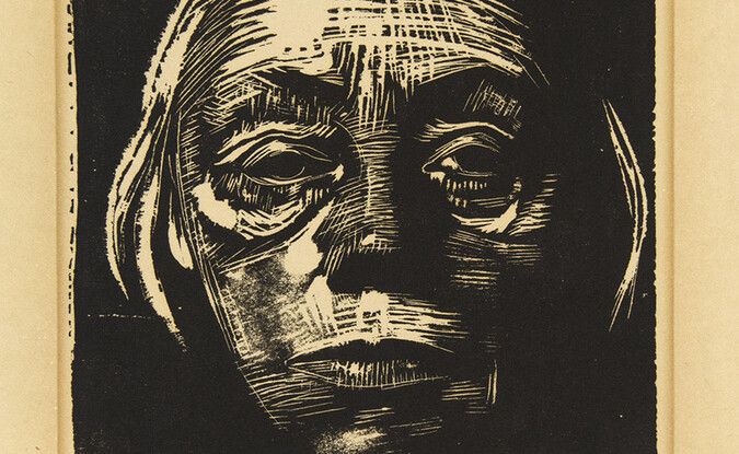 Käthe Kollwitz, Self-Portrait, 1923, 5 7/8 x 6 1/8 in. Woodcut on paper. Pomona College Collection. Gift of the Culley Collection