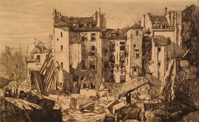 Structures being torn down