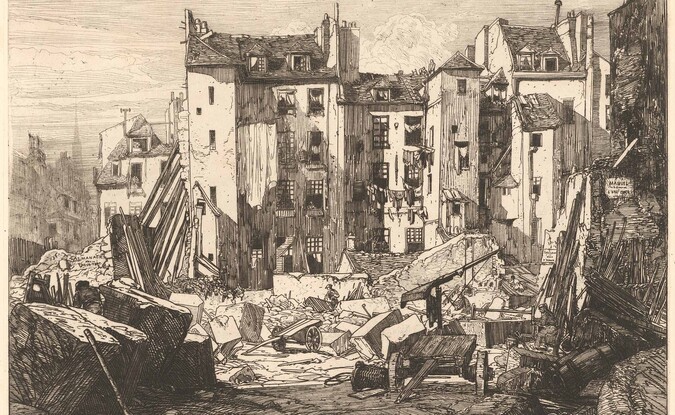 Structures being torn down