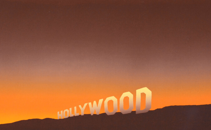 sunset with Hollywood sign