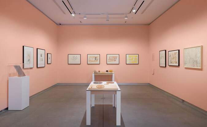 wide shot of art gallery