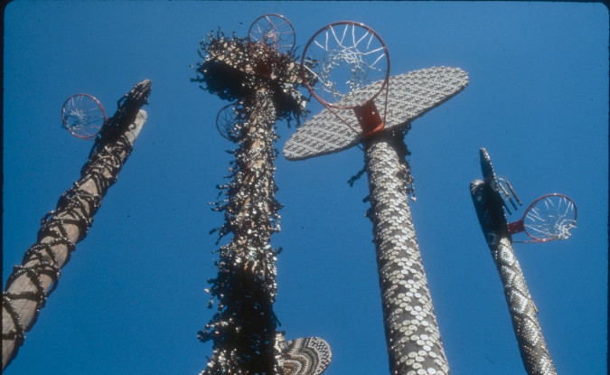basketball hoops and poles