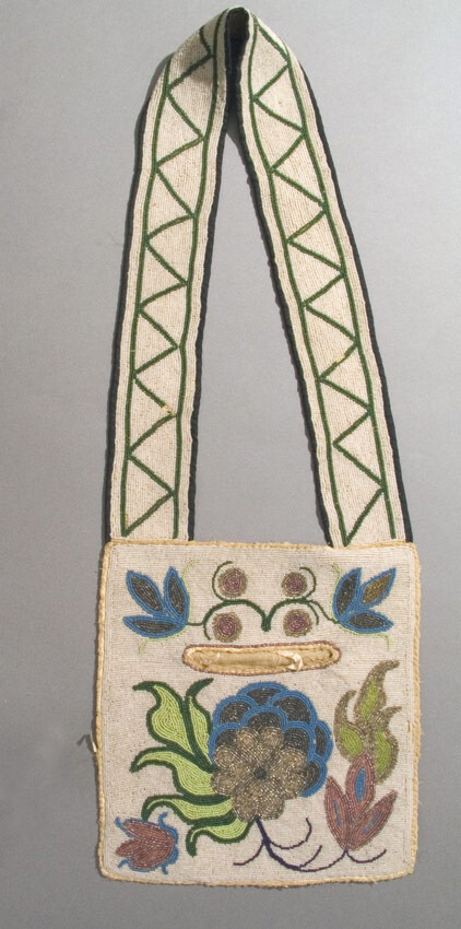 Unknown Chippewa, Bandoleer Bag, Beads on Cloth, c. 1900