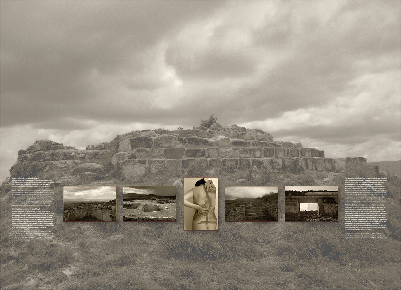installation of multiple photographic images and text