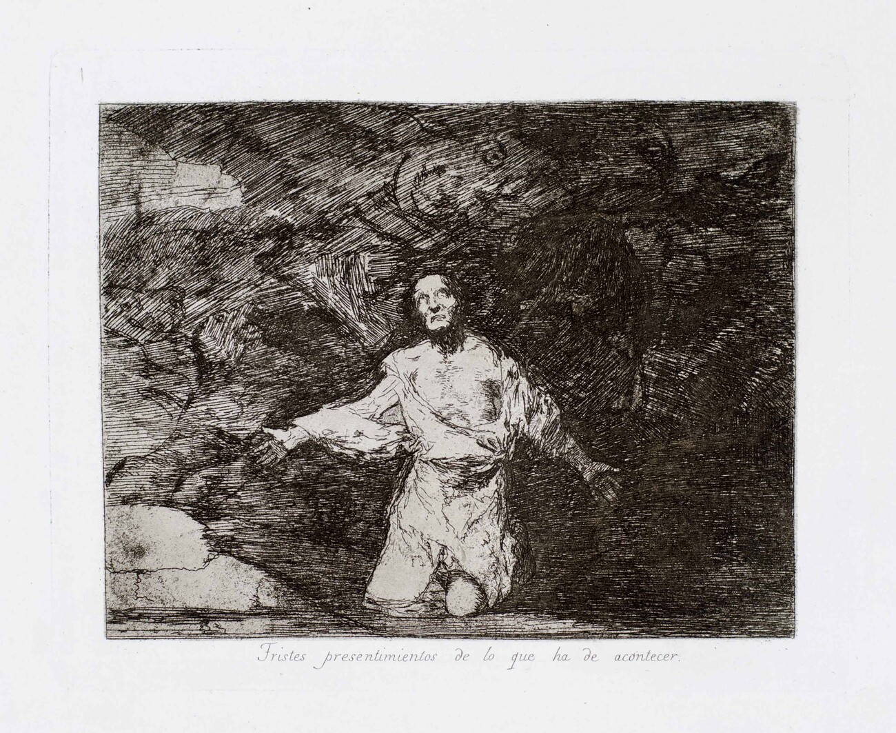 etching of person kneeling
