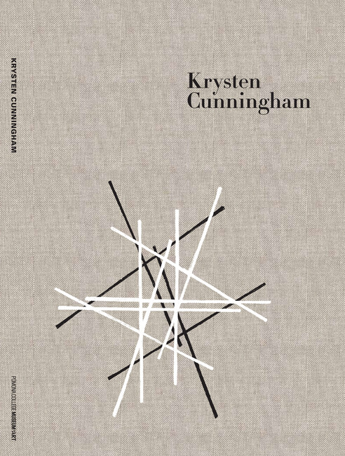 Front cover of Krysten Cunningham's exhibition catalogue with black and white lines against brown background
