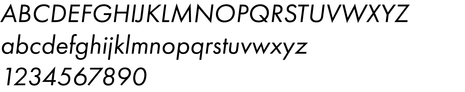 Futura Book Oblique typeface