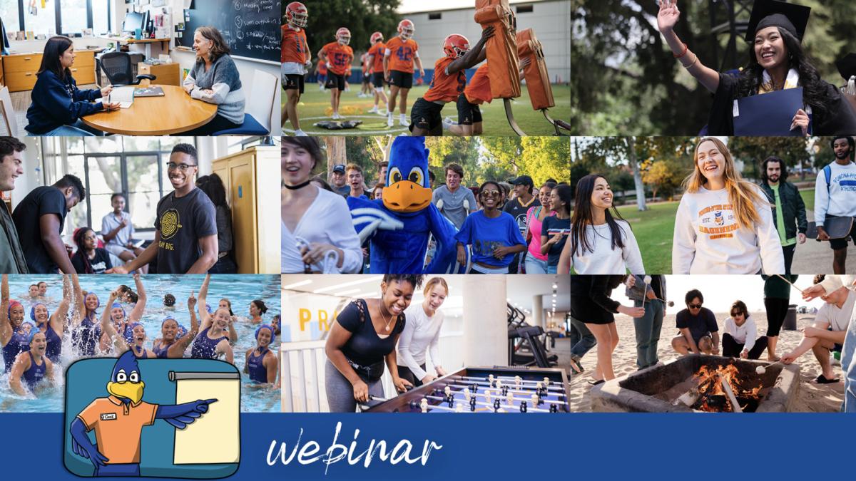 Collage of Pomona students. Webinar title at the bottom. 