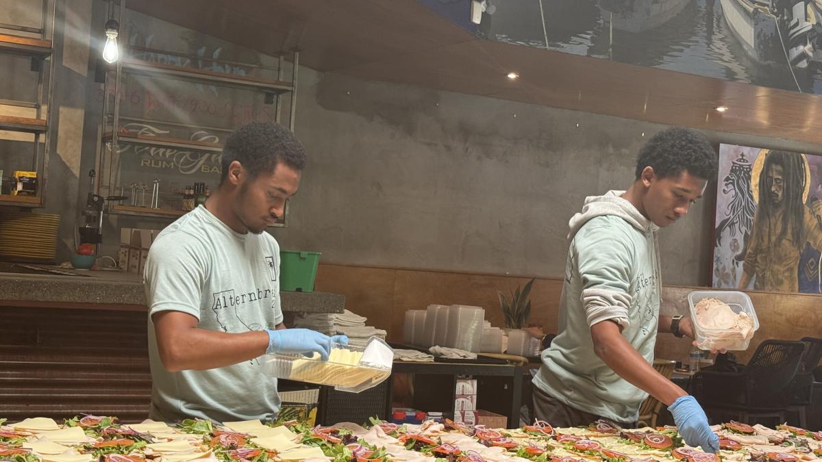 Students help make meals