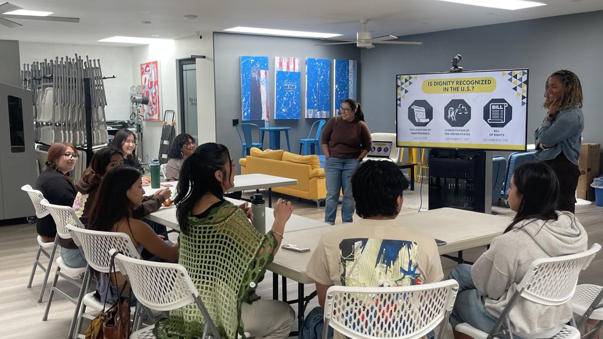 Students attend a workshop