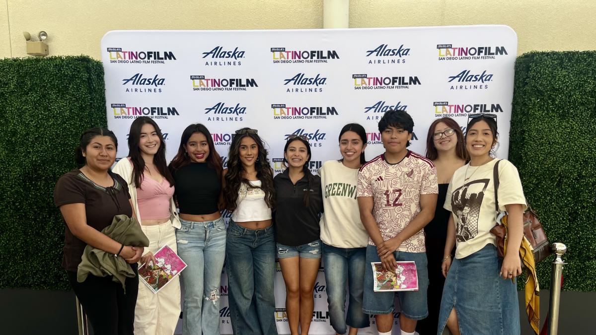 Students take a picture at a film festival