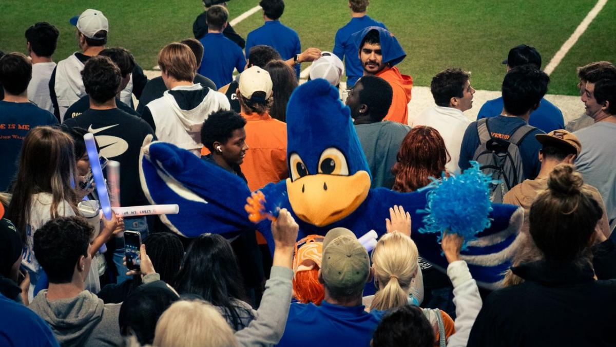 Mascot with fans