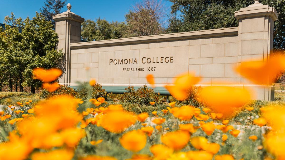 Pomona gates with blooming flowers in foreground