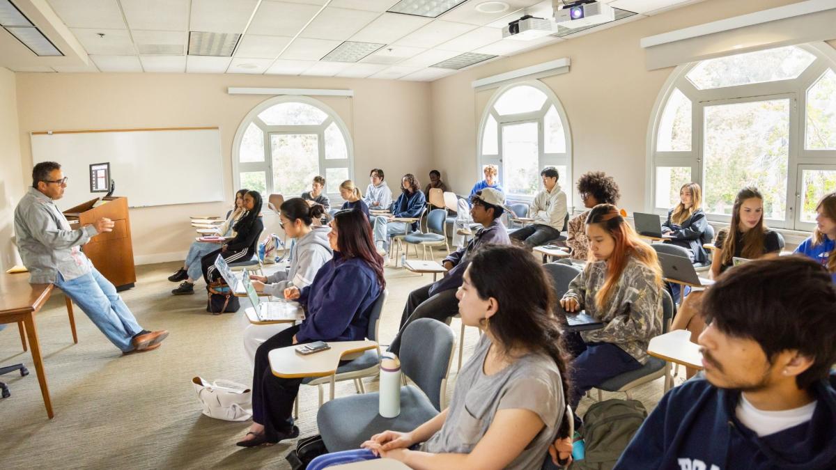Pomona College professor lecturing