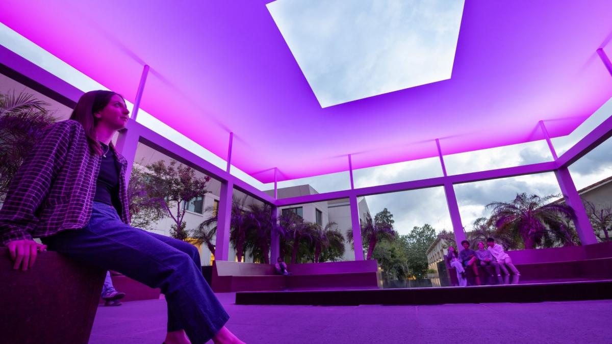 Student in Turrell's Skyspace