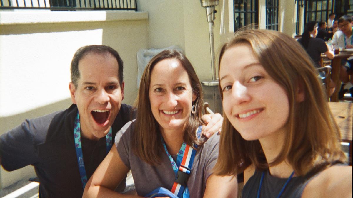 A family takes a selfie