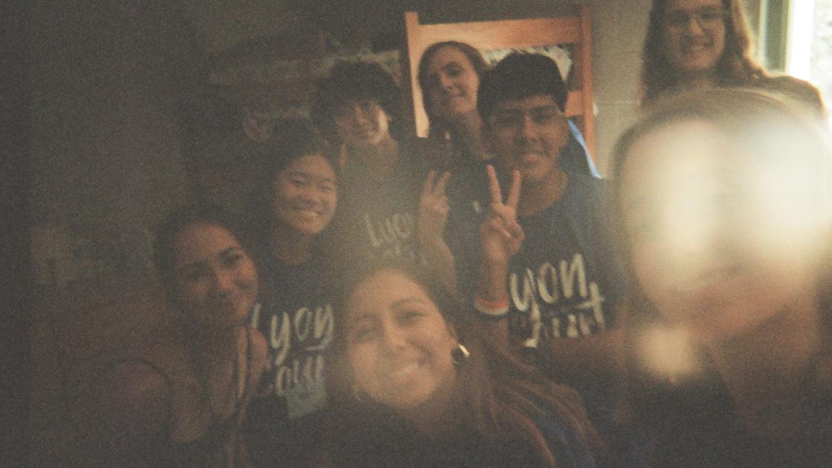 Several students take a selfie